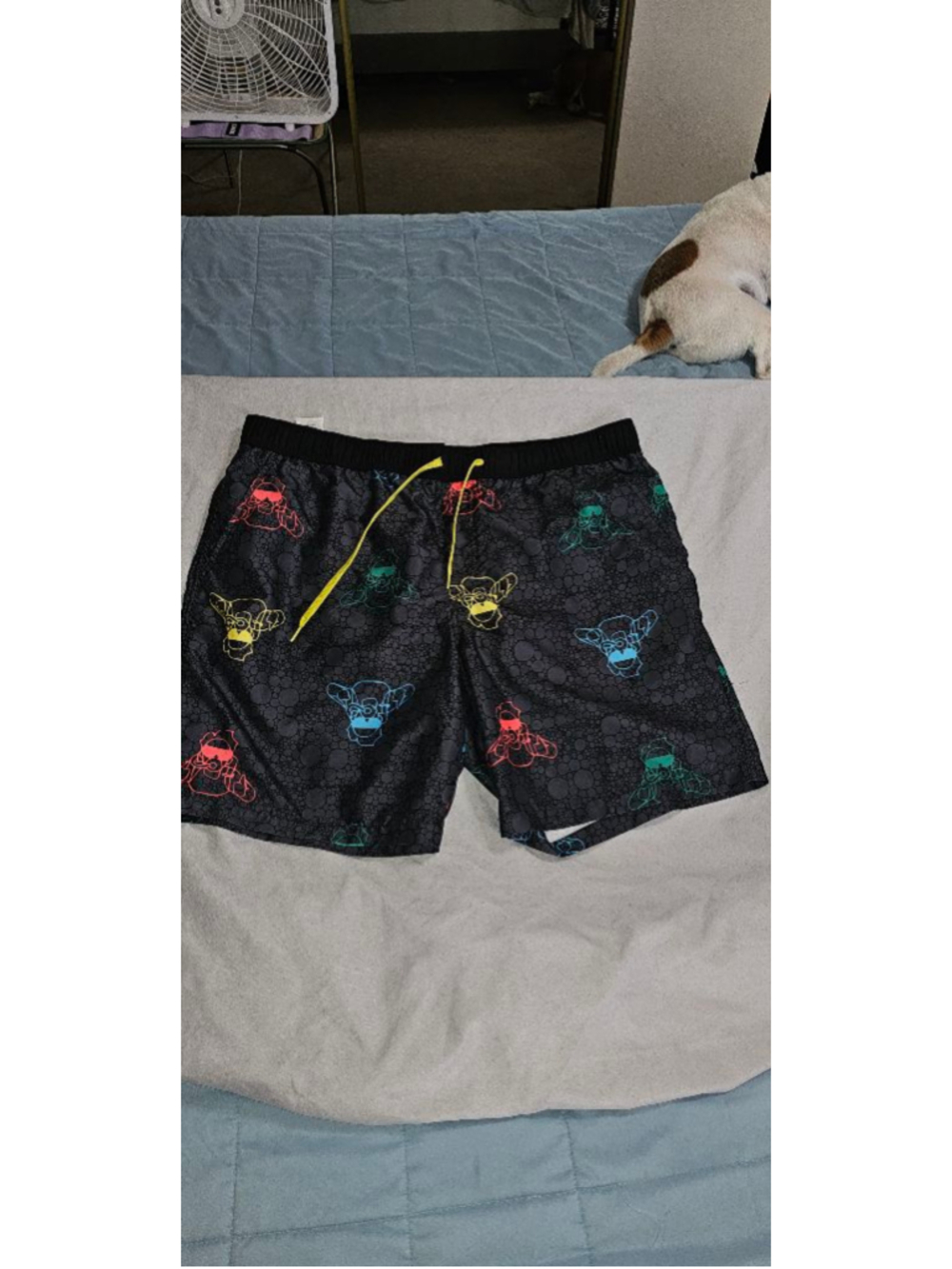 Playaz mens Black Swim Trunks XL with Colorful Skulls